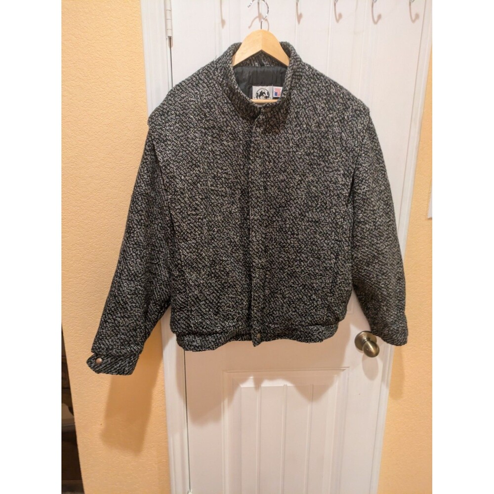 Rare VTG SADDLERY Cooper Collections Herringbone Lined Hooded Jacket 90s L